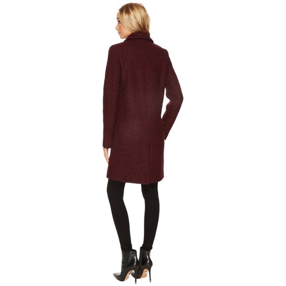 NWT Marc New York Paige Single Breasted Boucle Wool Coat in Burgundy - Picture 4 of 14